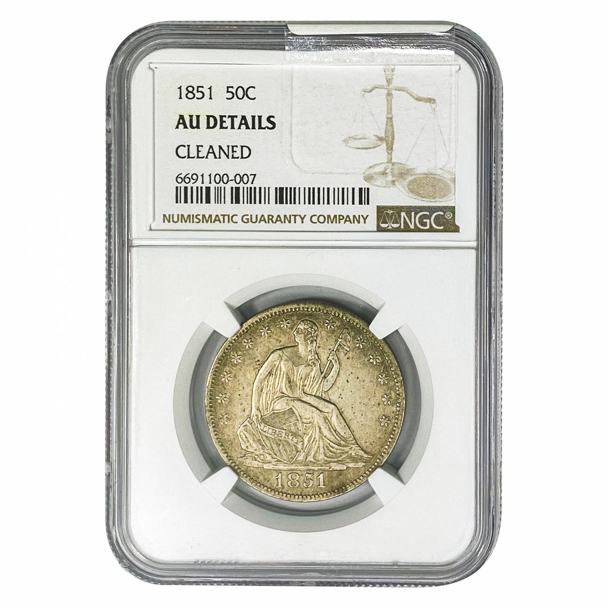 1851 Seated Liberty Half Dollar NGC AUDetails