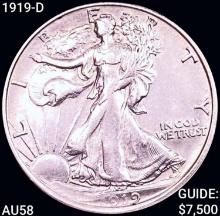 1919-D Walking Liberty Half Dollar CHOICE AU