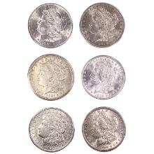 1881-1921 UNC Varied Date Morgan Silver Dollars [6