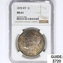 1878 8TF Morgan Silver Dollar NGC MS61