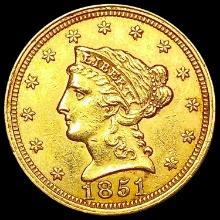 1851 $2.50 Gold Quarter Eagle CHOICE AU