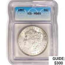 1887 Morgan Silver Dollar ICG MS65