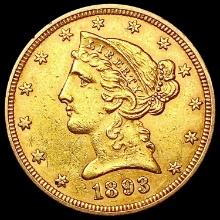 1893 $5 Gold Half Eagle UNCIRCULATED