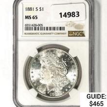 1881-S Morgan Silver Dollar NGC MS65