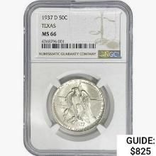 1937-D Texas Half Dollar NGC MS66