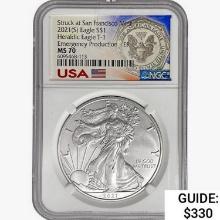 2021-S Silver Eagle NGC MS70 Heraldic T-1