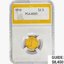 1910 $2.50 Gold Quarter Eagle PGA MS65