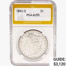 1893-O Morgan Silver Dollar PGA AU55