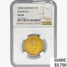 1853B Germany 10 Thaler .896oz. Gold NGC AU58 NGC