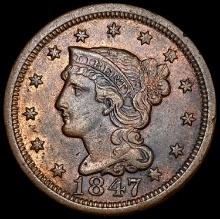 1847 Braided Hair Large Cent CLOSELY UNCIRCULATED