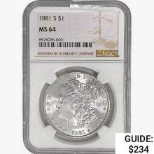 1881-S Morgan Silver Dollar NGC MS64