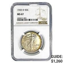 1943-D Walking Liberty Half Dollar NGC MS67