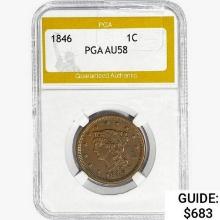 1846 Braided Hair Large Cent PGA AU58