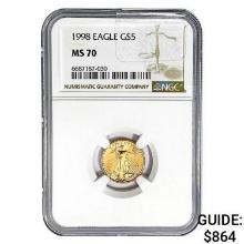 1998 $5 1/10oz. American Gold Eagle NGC MS70