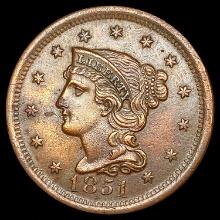 1851 Braided Hair Large Cent HIGH GRADE