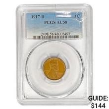 1917-D Wheat Cent PCGS AU58