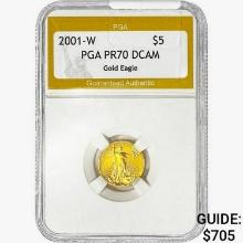 2001-W $5 1/10oz Gold Eagle PGA PR70 DCAM