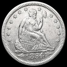 1854 Arws Seated Liberty Quarter CLOSELY UNCIRCULA