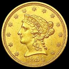 1854 $2.50 Gold Quarter Eagle CLOSELY UNCIRCULATED