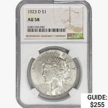 1923-D Silver Peace Dollar NGC AU58