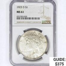 1923-D Silver Peace Dollar NGC MS61