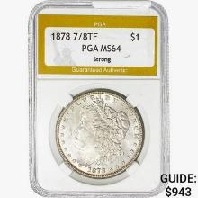 1878 7/8TF Morgan Silver Dollar PGA MS64 Strong