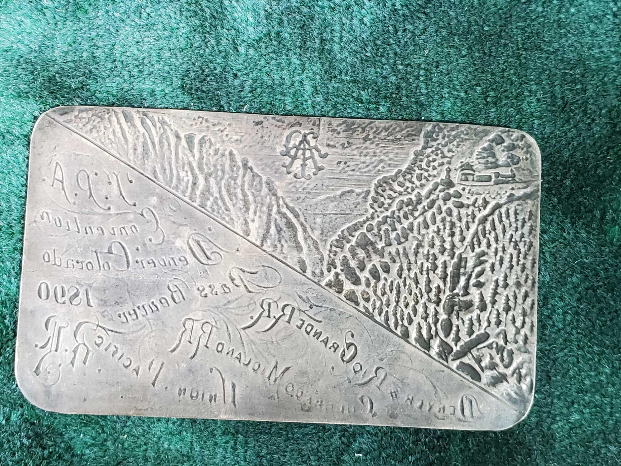 Rare 1890 Colorado TPA Convention "Pure Silver" Embossed Railroad Flat Pass