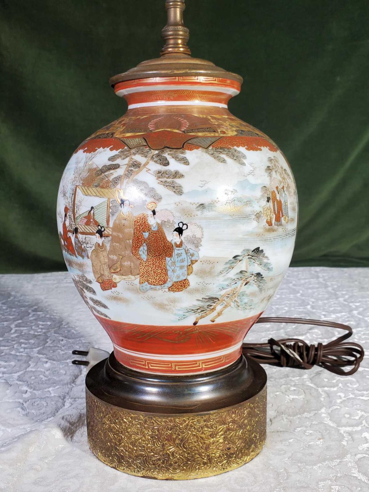 8" Japanese Satsuma Vase Made Into Lamp