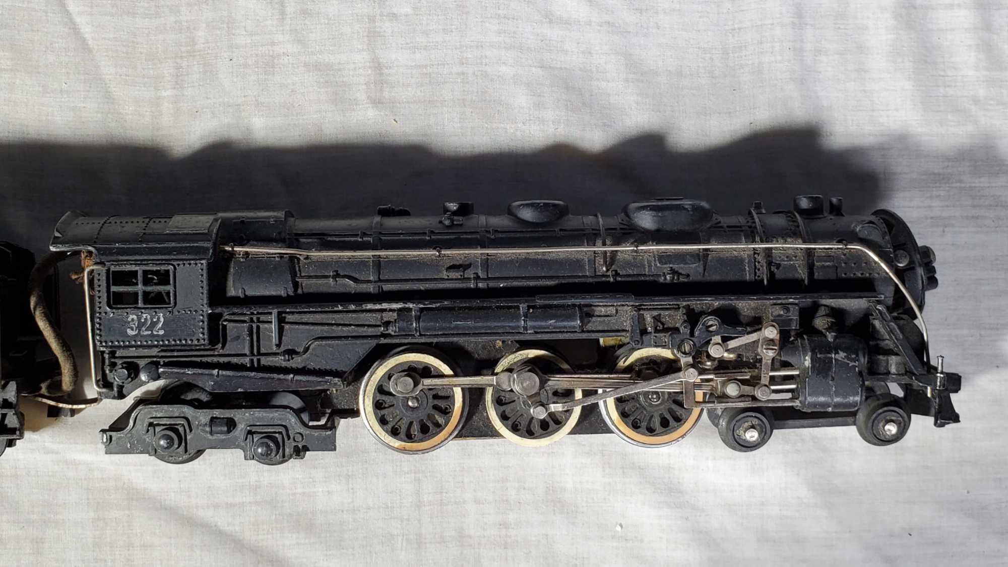 American Flyer 322 Model Railroad S Gauge Engine, Tender, Caboose, 3 Cars and Transformer