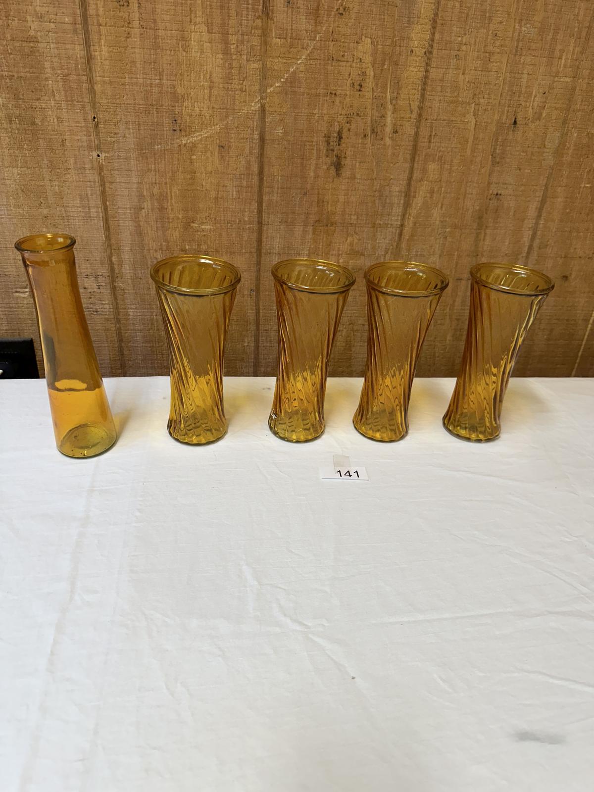 Box Lot/Yellow Colored Vases