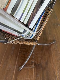 Metal and Rattan Magazine Rack