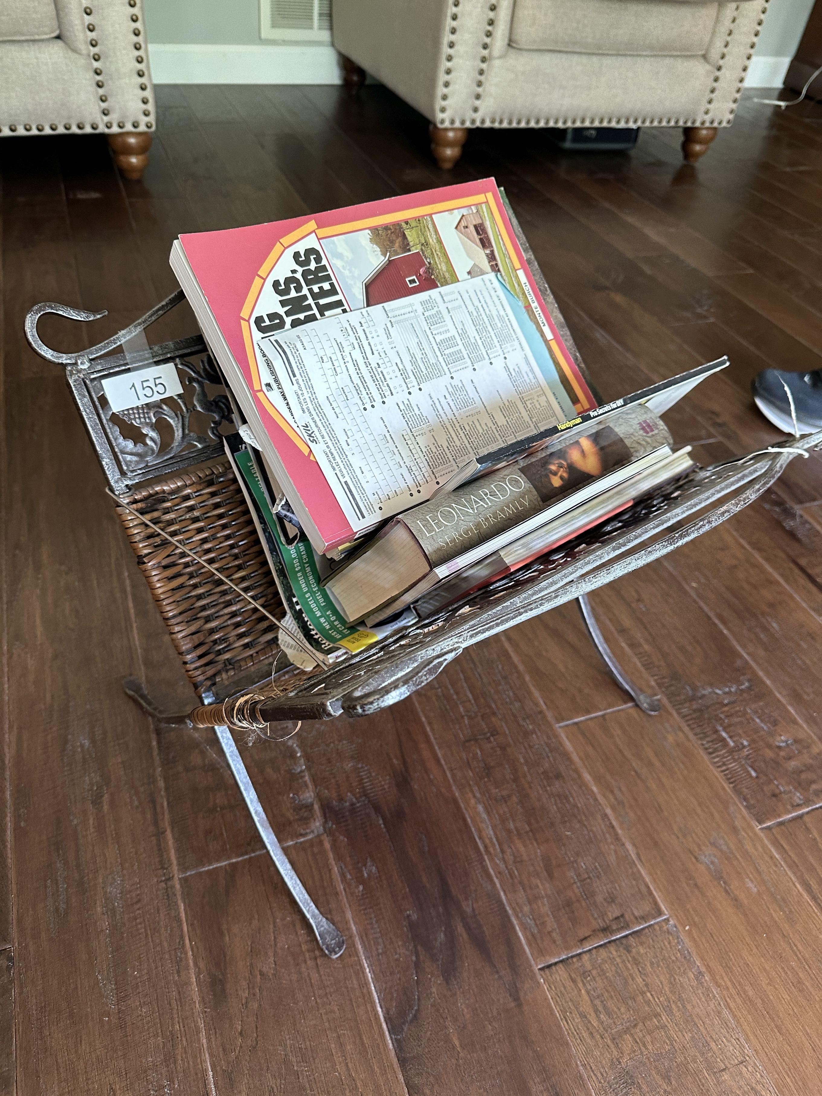 Metal and Rattan Magazine Rack