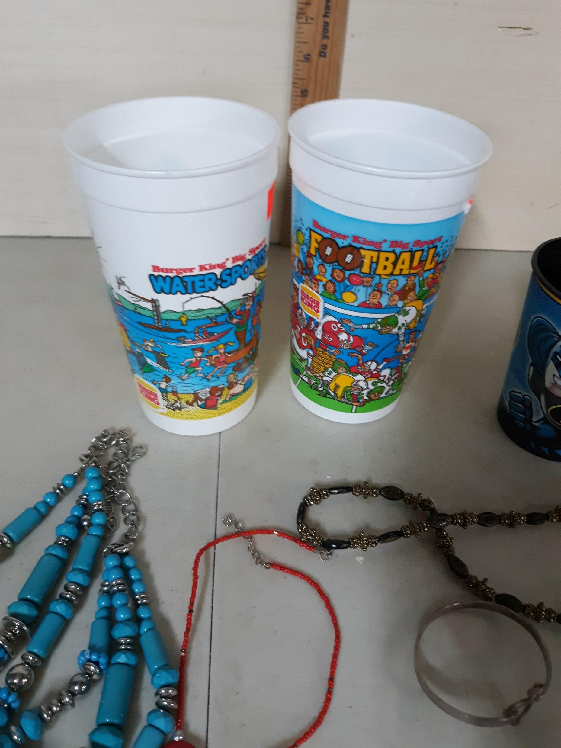 Misc. Lot, Costume Jewelry, Advertising Cups