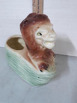 Vintage Lion Planter, marked, good condition