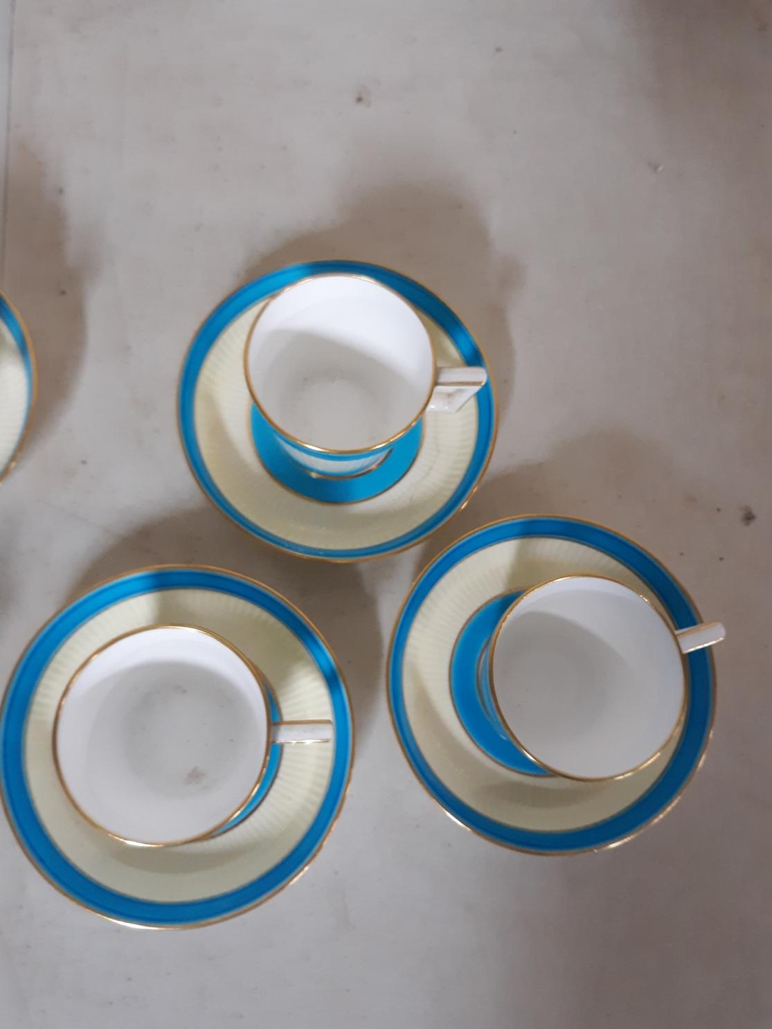 Blue & White Lusterware Cups and Saucers