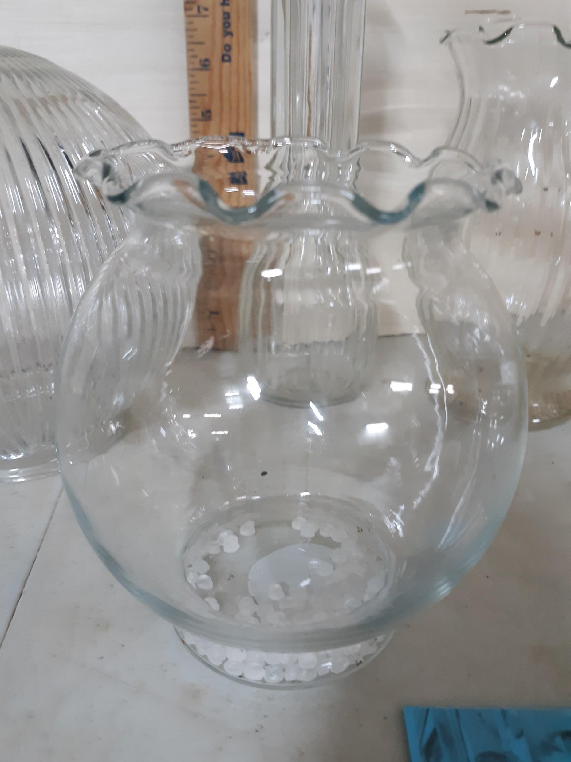 Clear Glass Lot, Vases, Globes