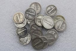 (20) Mercury Dimes - All "S" Mint Mark