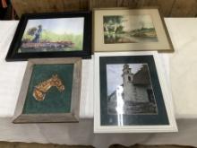 4 Art Pieces- 1 Vintage Copper Horse Portrait