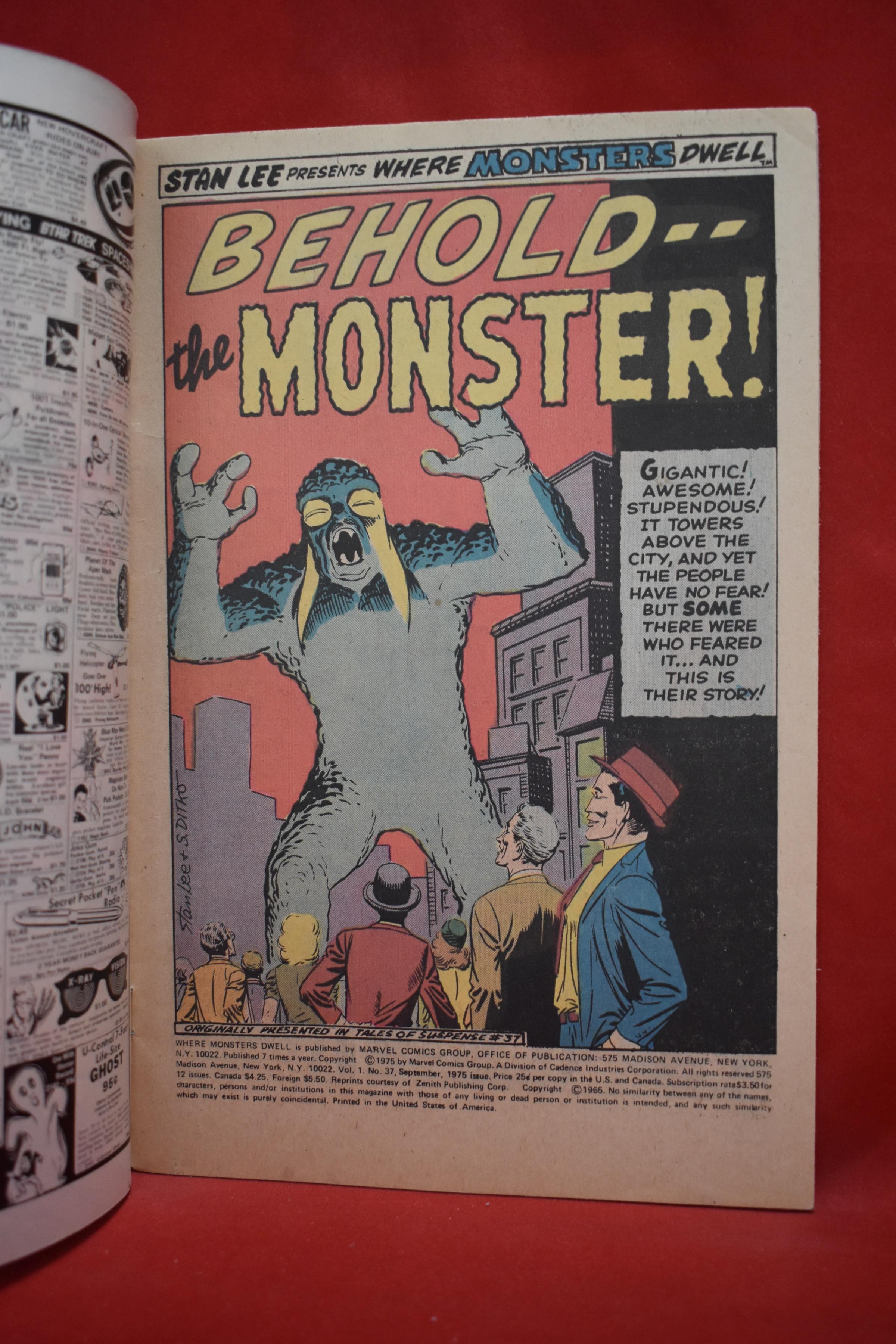 WHERE MOSTERS DWELL #37 | BEHOLD THE MONSTER! | GIL KANE - 1975