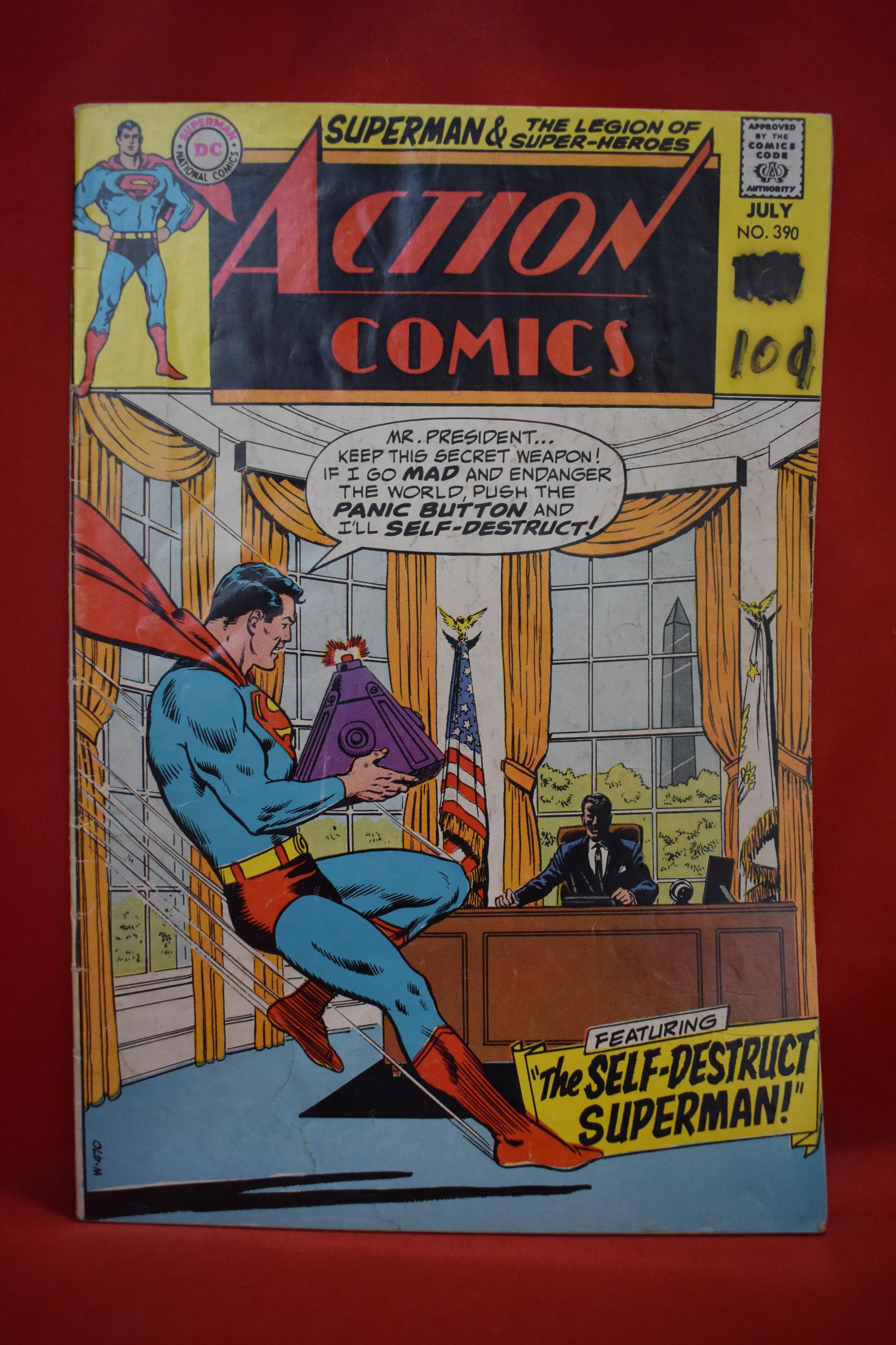 ACTION COMICS #390 | THE SELF DESTRUCT SUPERMAN - CURT SWAN | *SOLID - CREASING - WRITING - SEE PICS