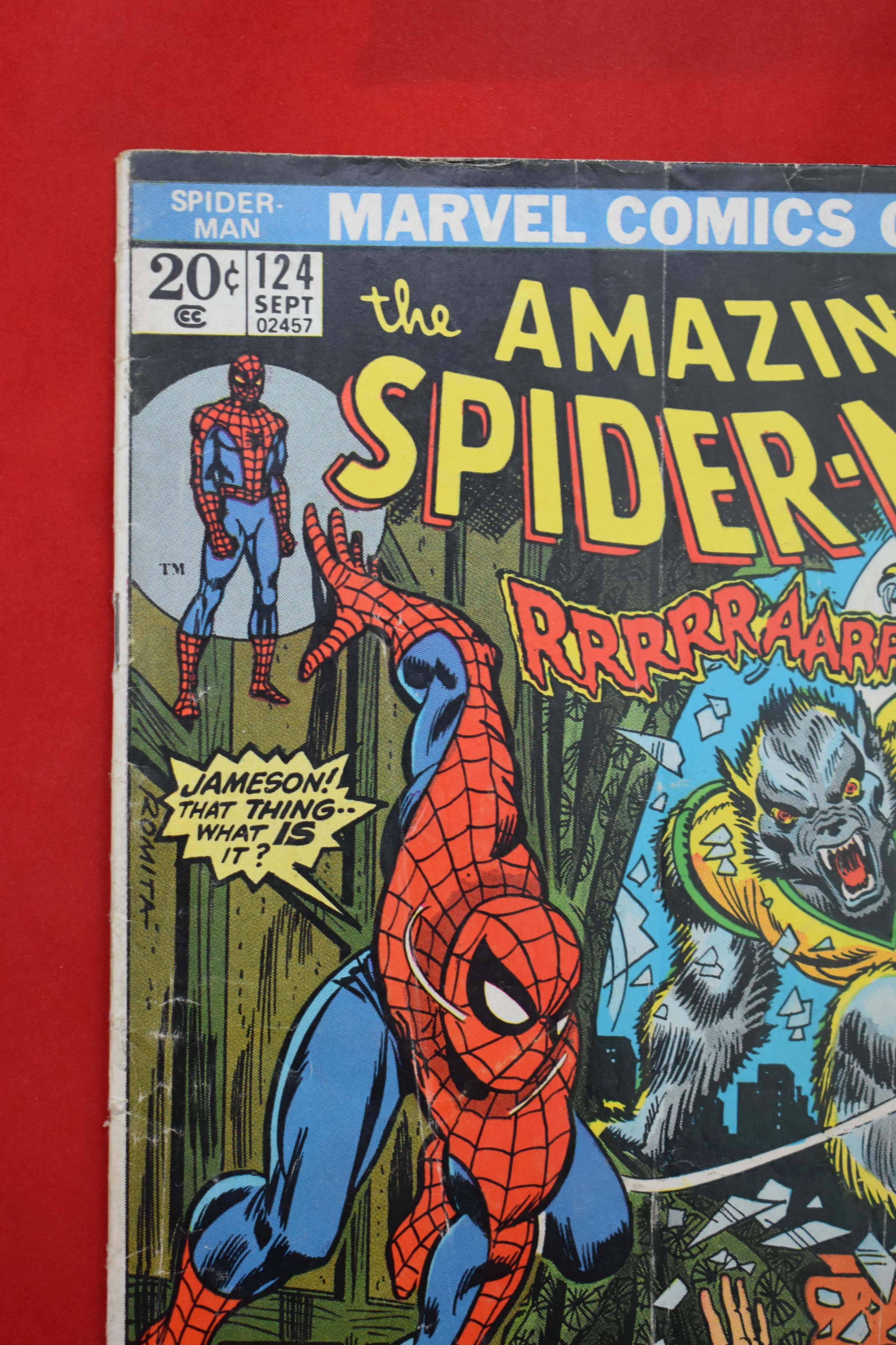 AMAZING SPIDERMAN #124 | KEY 1ST APPEARANCE OF MAN-WOLF! | *STAPLES SOLID - SOME CREASING*