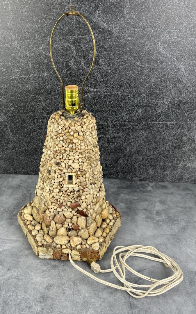 Folk Art Lighthouse Pebble Lamp