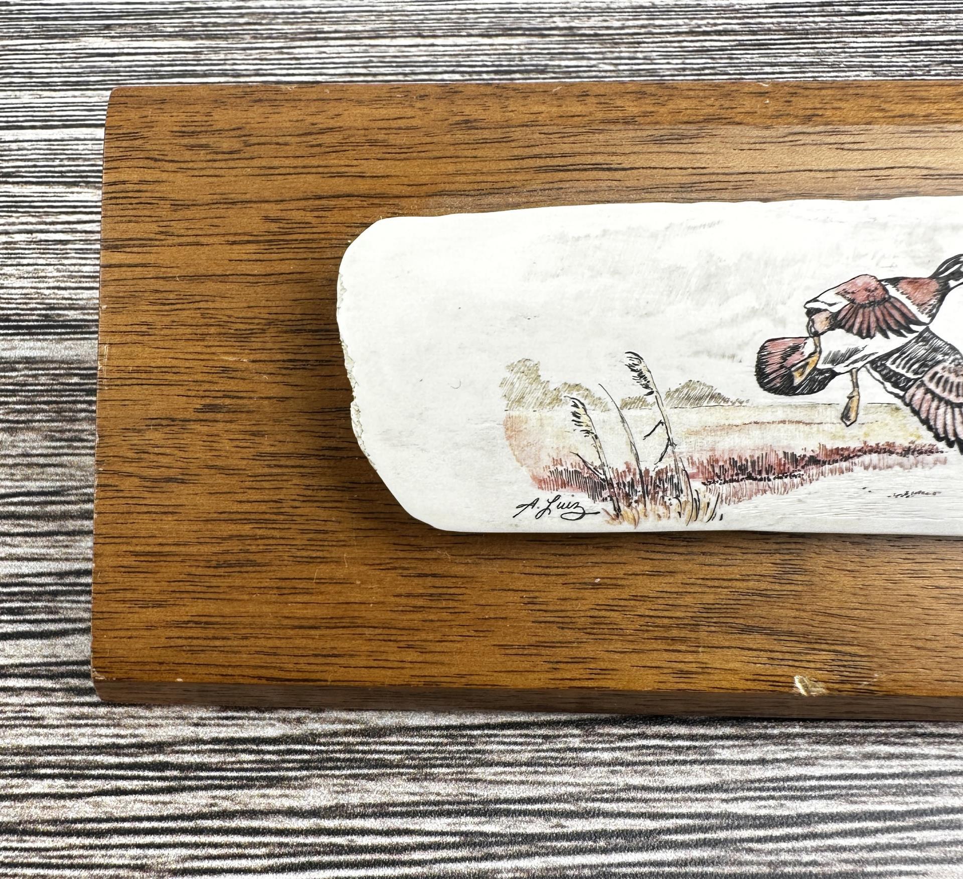 Alan Luiz Fossil Mammoth Scrimshaw Duck Scene