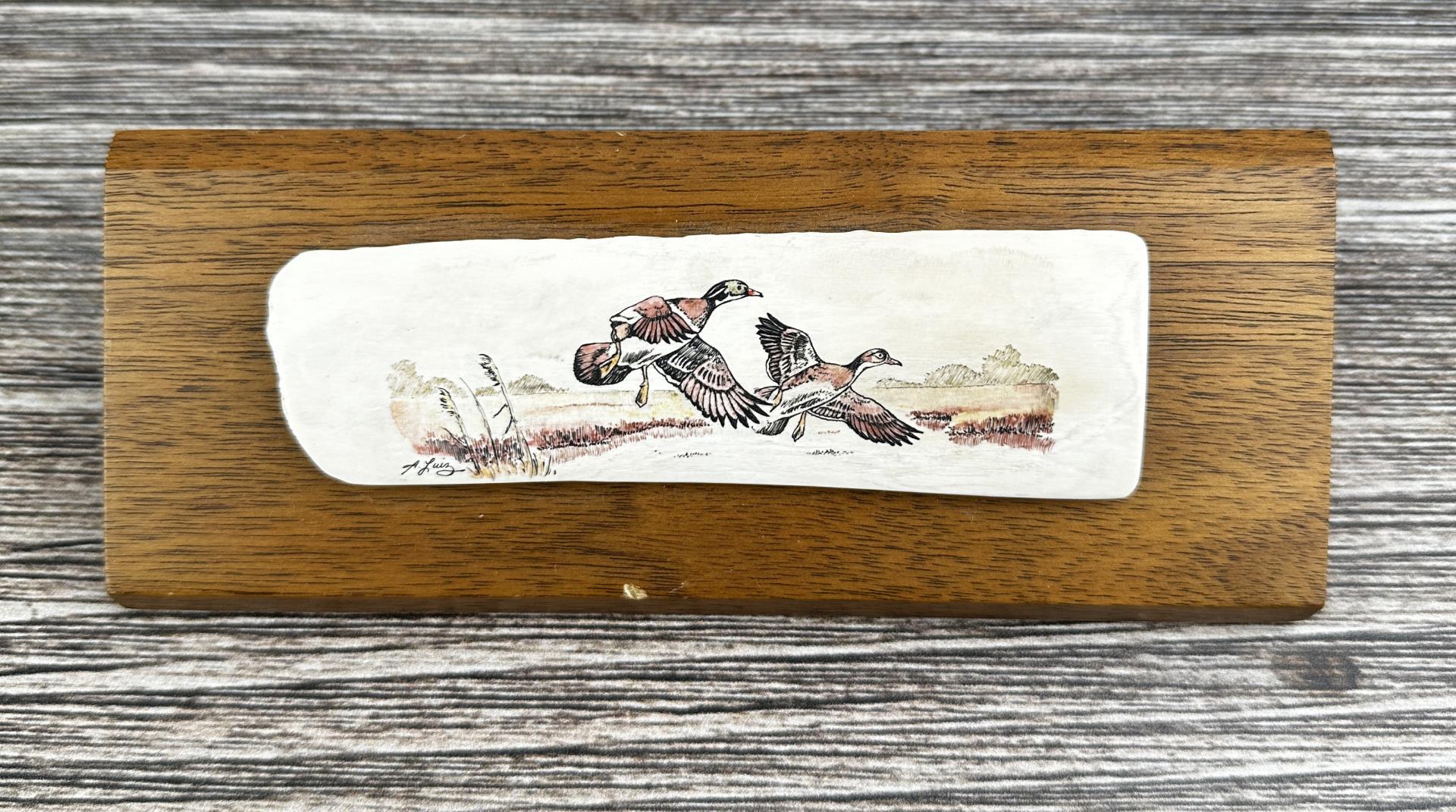 Alan Luiz Fossil Mammoth Scrimshaw Duck Scene