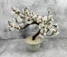 Chinese Peking Glass Jade Bonsai Tree