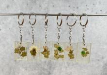 Lucite Acrylic Dried Flower Key Chains