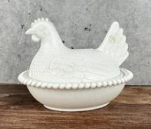 Milk Glass Hen On A Nest