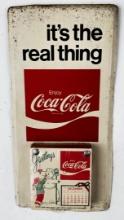 Coca Cola 1974 Metal Calendar Sign