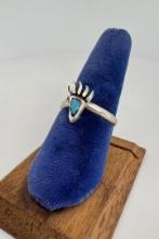 Navajo Sterling Turquoise Inlaid Bear Paw Ring