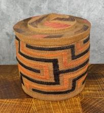 Tlingit Northwest Coast Indian Rattle Top Basket